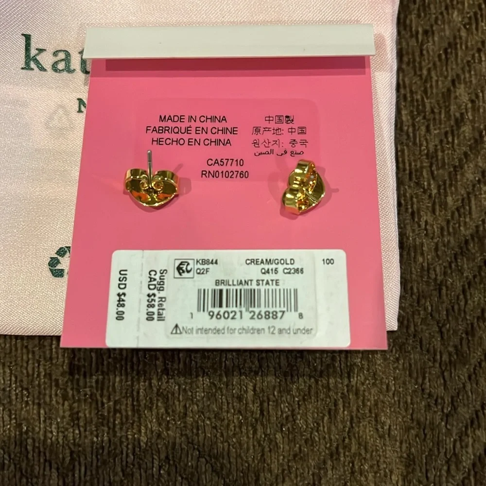 kate spade Brilliant Statement Pear-cut Pearl Stud Earrings/ NWT